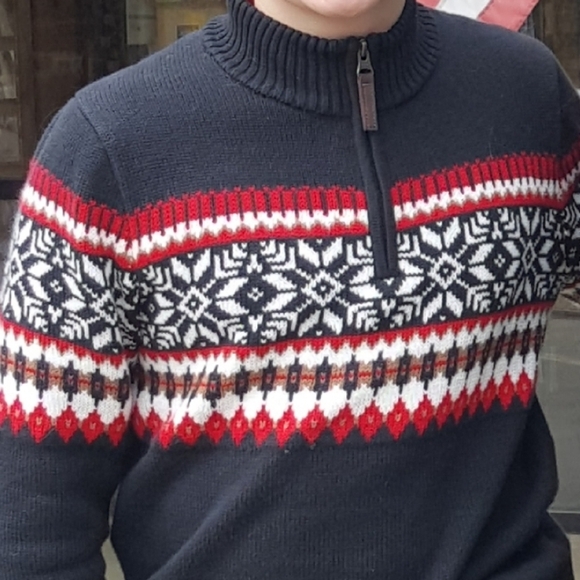 Hanna Andersson Boys' Black and Red Fair Isle Sweater - Picture 1 of 5